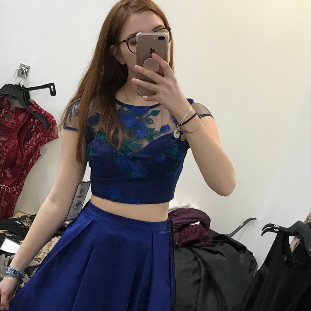 Blue Floral Two-Piece Dress